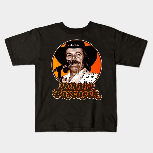 Retro Johnny Paycheck Tribute Kids T-Shirt by darklordpug